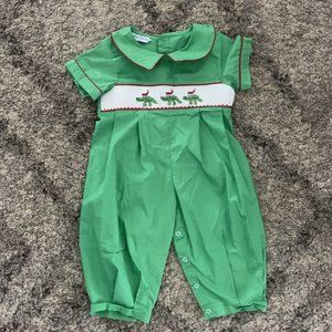 Alligator Smocked Christmas Romper